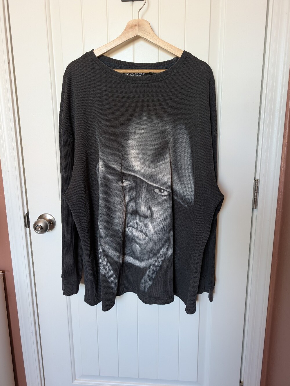 Vintage Brooklyn Mint Notorious B.I.G. Waffle Knit Long Sleeve 3XL Black/Grey